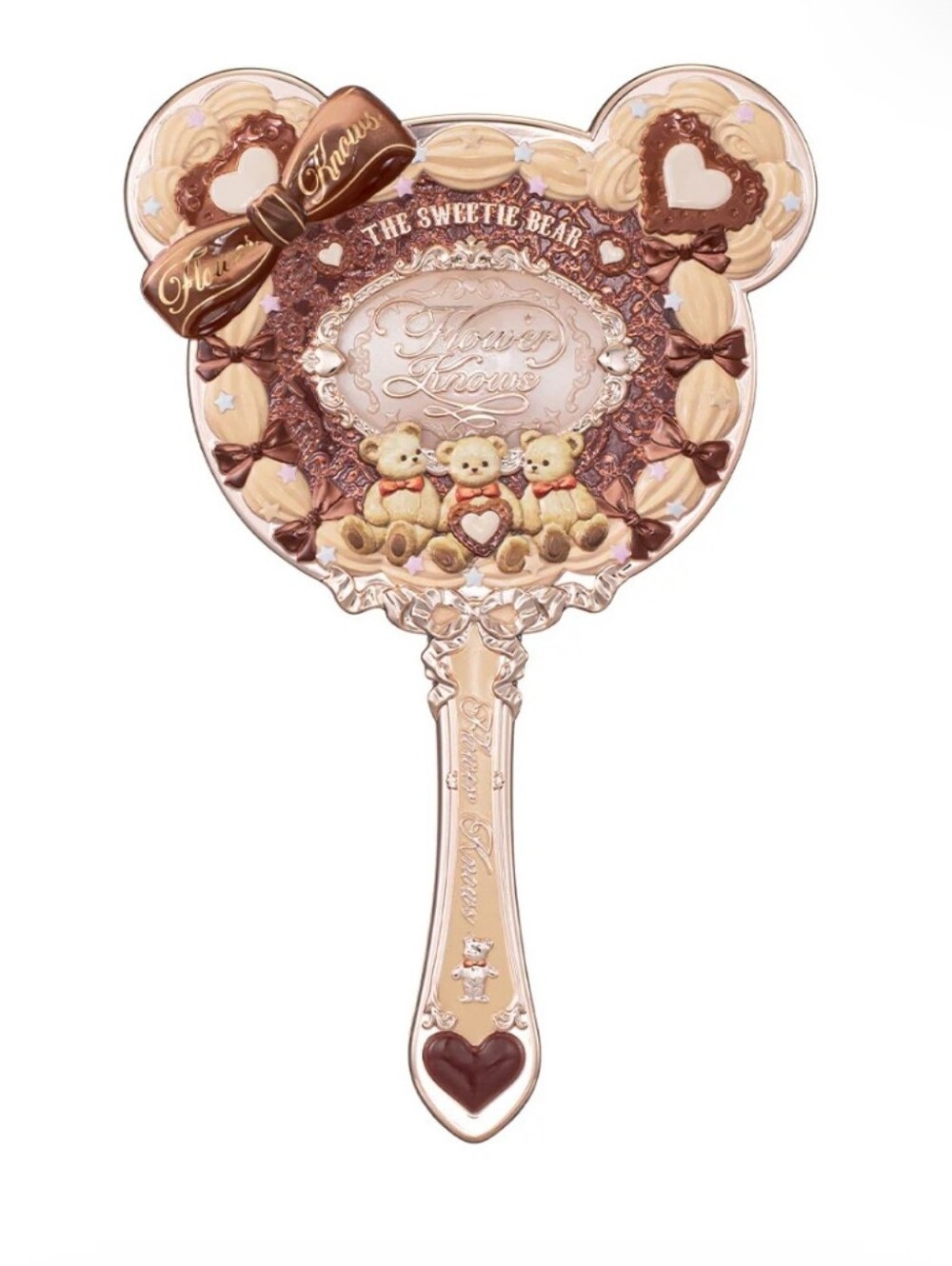 Flower Knows Sweetie Bear Collection Hand Mirror Caramel Brown